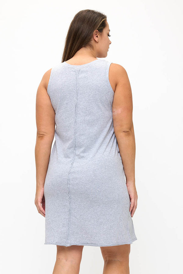 Easy Breeze Raw Edge Sleeveless Cotton Dress | Love It Curvy