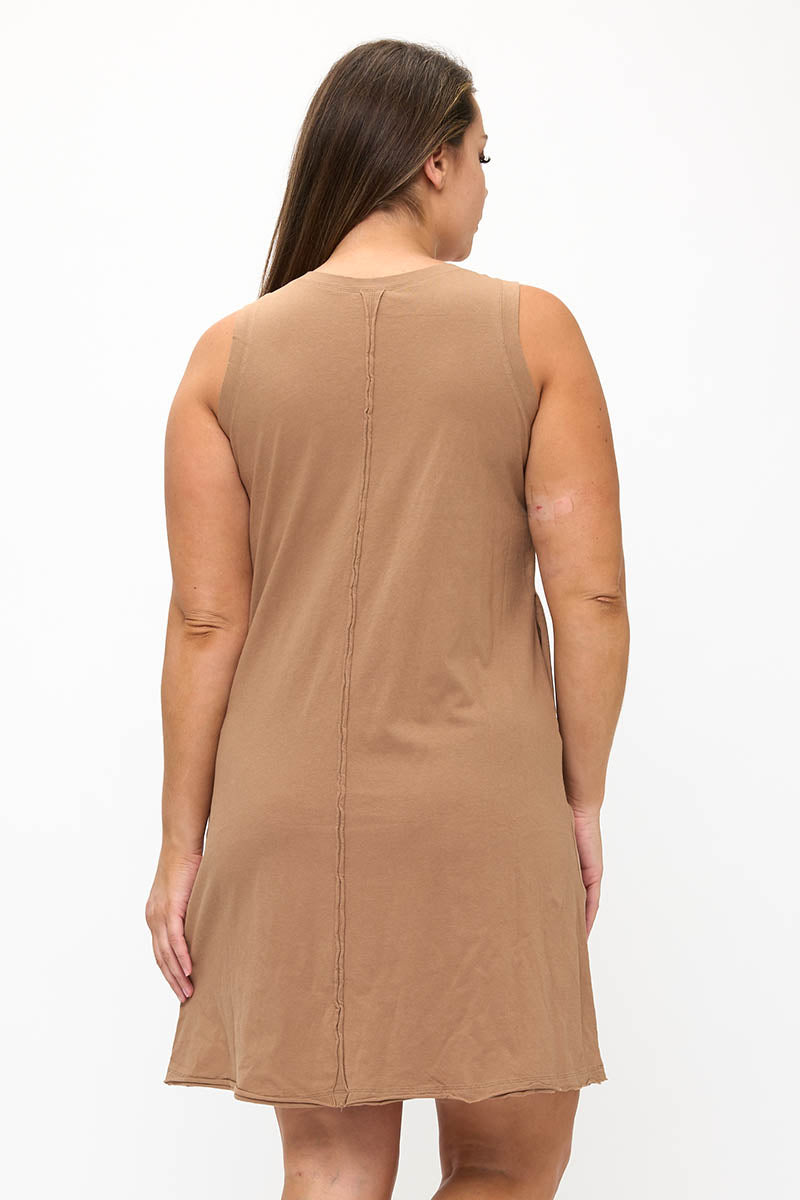Easy Breeze Raw Edge Sleeveless Cotton Dress | Love It Curvy