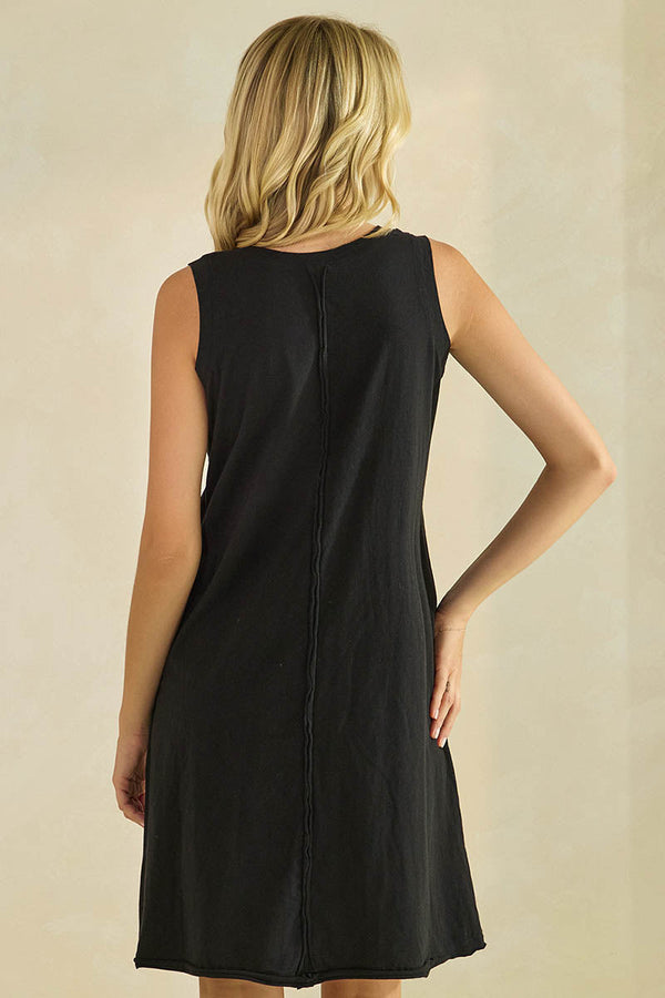 Easy Breeze Raw Edge Sleeveless Cotton Dress | Love It Curvy
