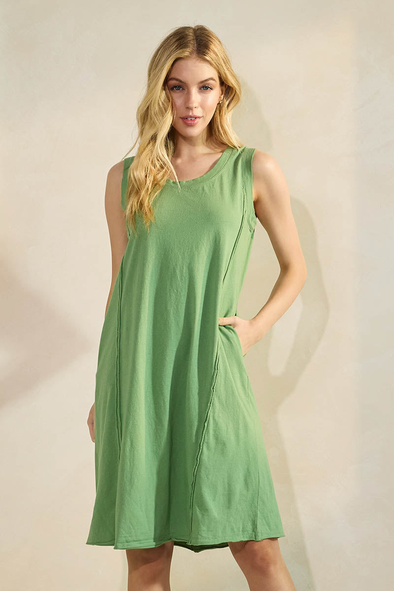 Easy Breeze Raw Edge Sleeveless Cotton Dress | Love It Curvy