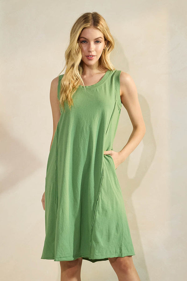 Easy Breeze Raw Edge Sleeveless Cotton Dress | Love It Curvy