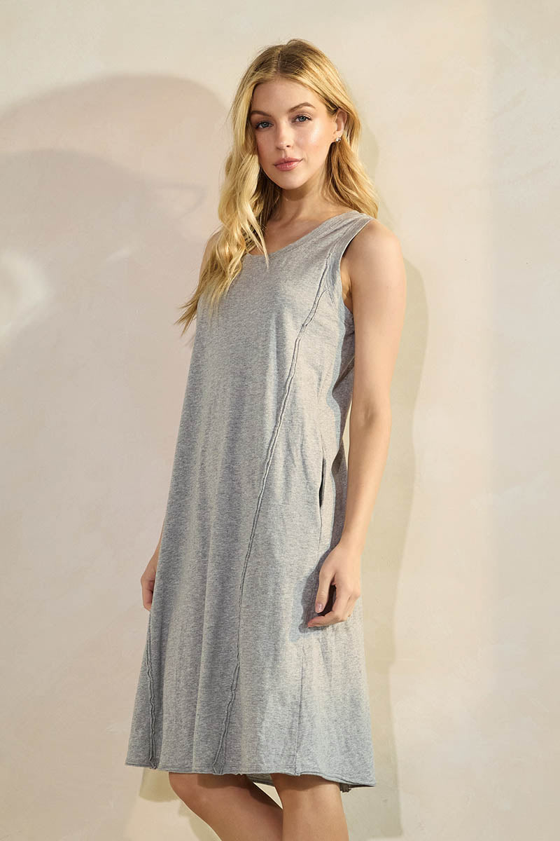 Easy Breeze Raw Edge Sleeveless Cotton Dress | Love It Curvy