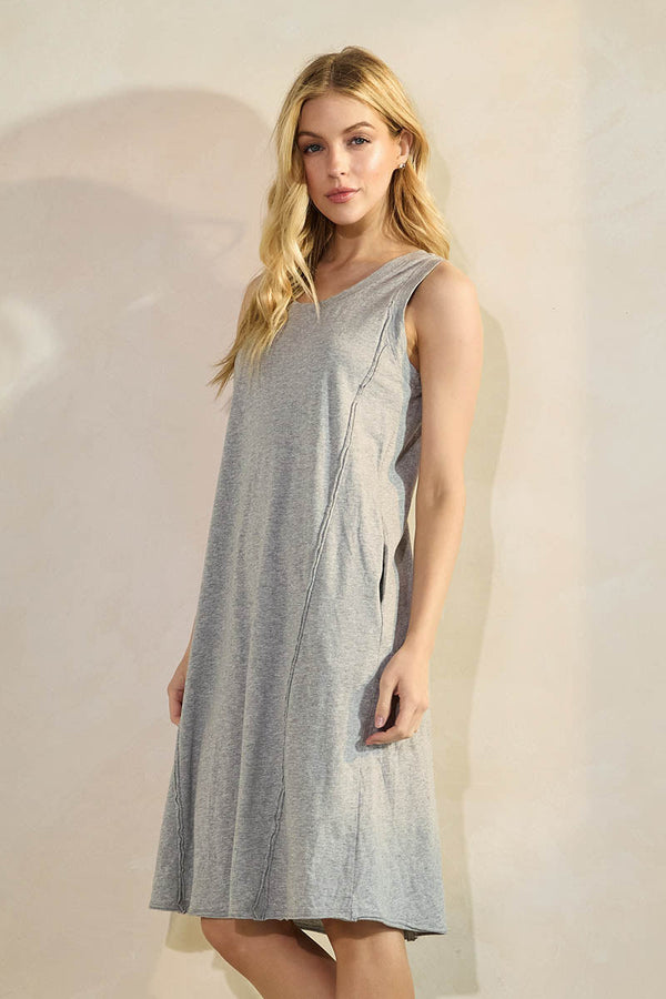 Easy Breeze Raw Edge Sleeveless Cotton Dress | Love It Curvy