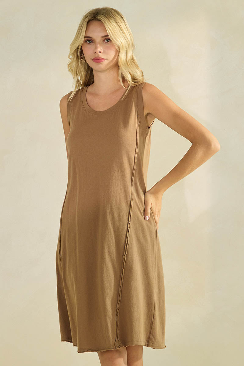 Easy Breeze Raw Edge Sleeveless Cotton Dress | Love It Curvy