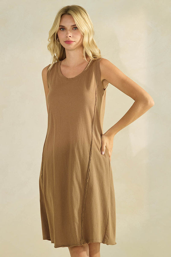 Easy Breeze Raw Edge Sleeveless Cotton Dress | Love It Curvy