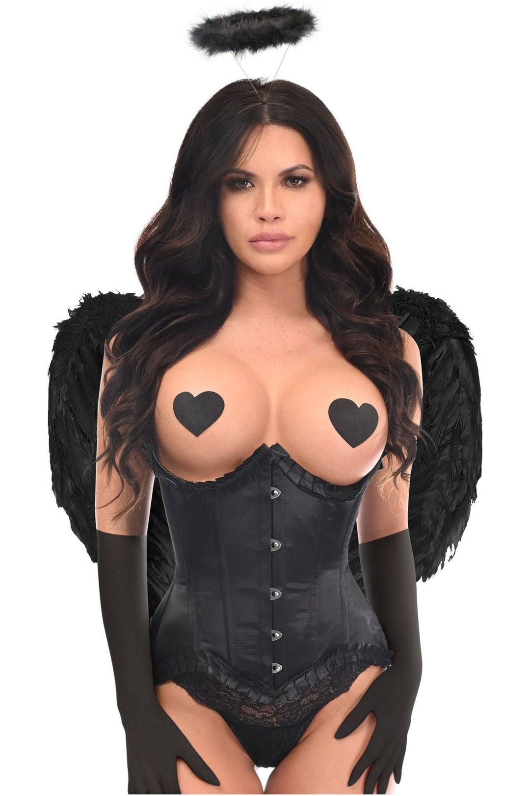 Top Drawer 4 PC Pin-Up Dark Angel Corset Costume - Love it Curvy