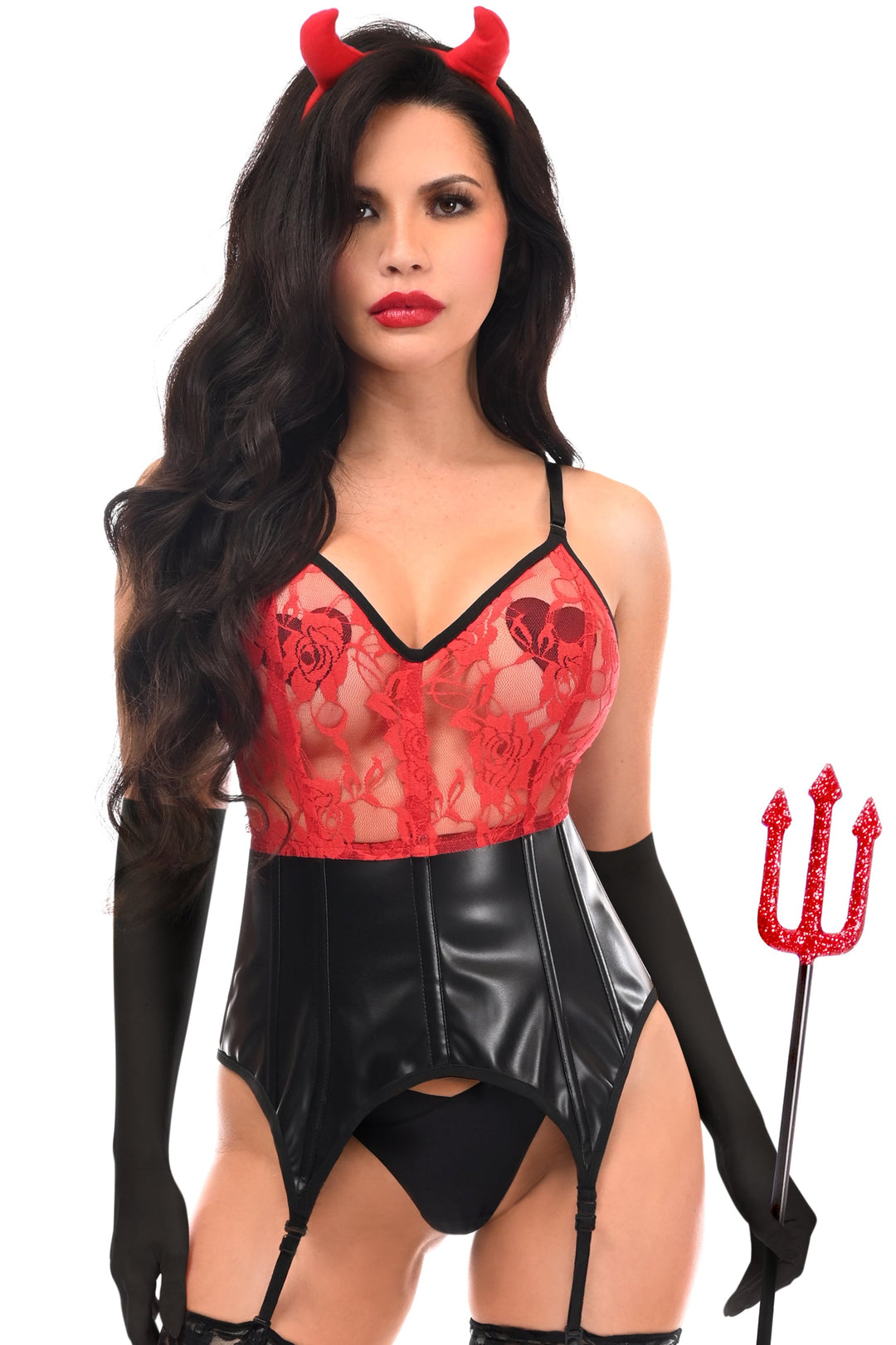 Lavish 4 PC Sexy Devil Lingerie Costume - Love it Curvy