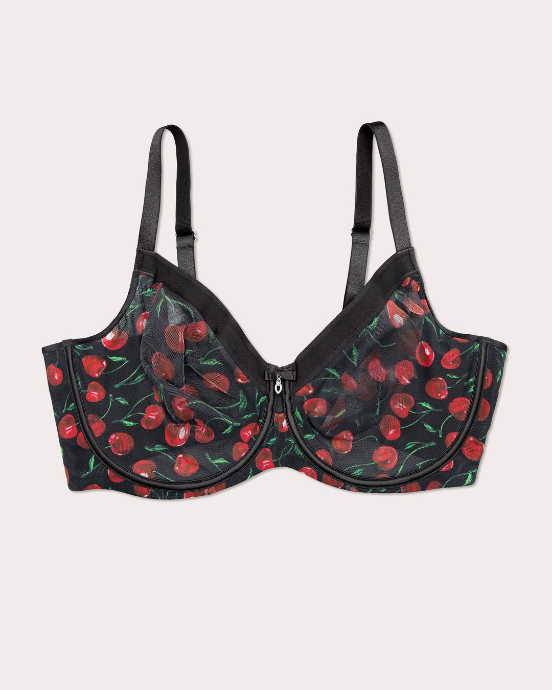 Curvy Couture Sheer Mesh Full Coverage Unlined Underwire Bra in Cherry Pop