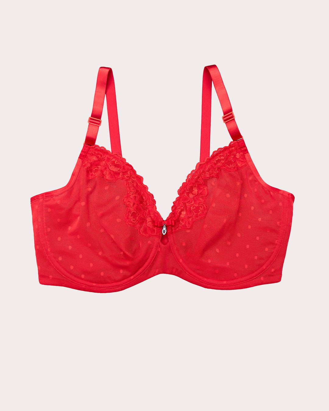Curvy Couture Sheer Whisper Full Coverage Unlined Underwire Bra in Diva Red