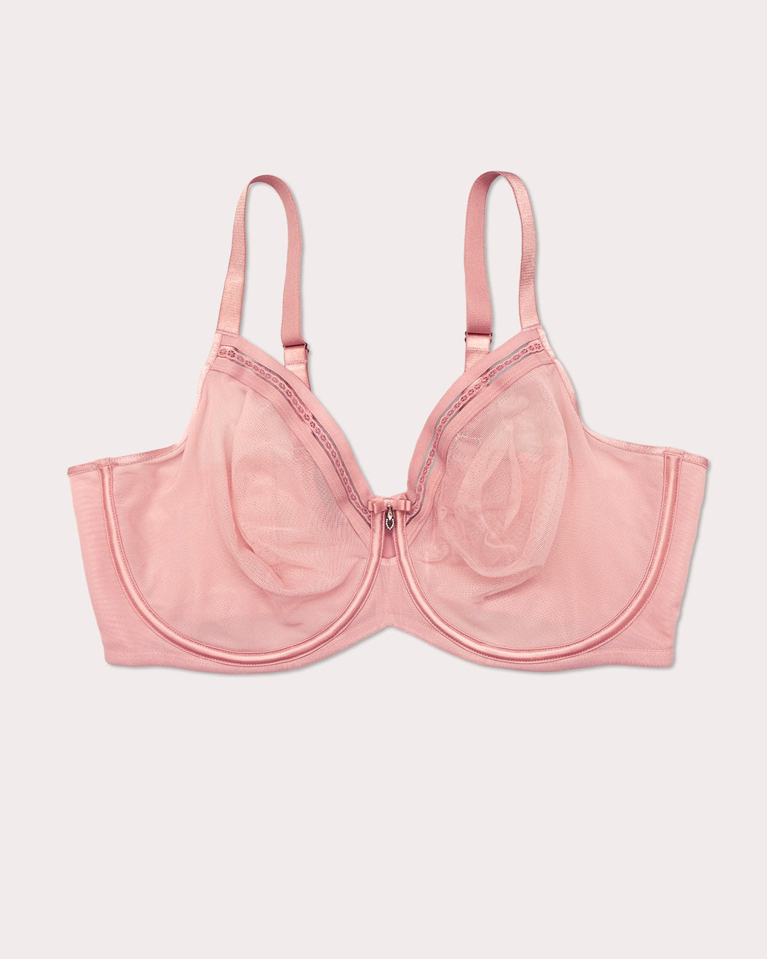 Curvy Couture Sheer Mesh Full Coverage Underwire Bra with Geometric Trim in Wisteria