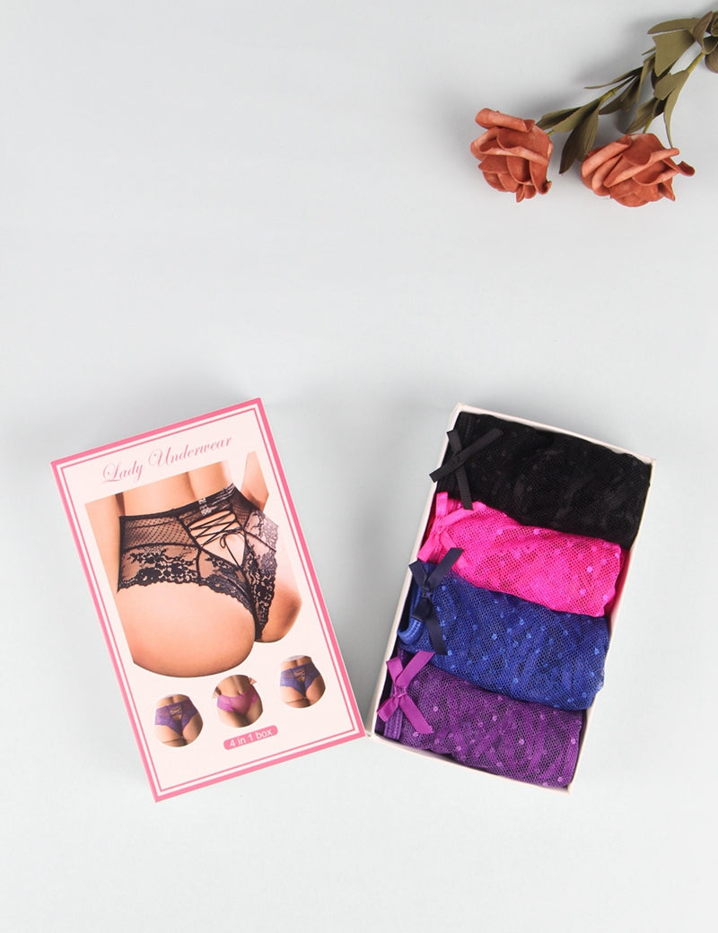 Sexy High Waist Lace Strappy Panty 4in1 Box | Love it Curvy