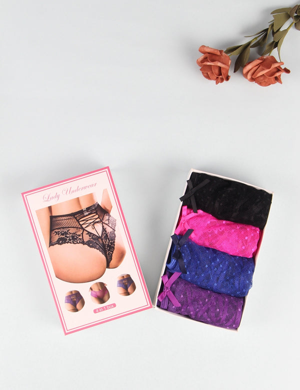 High-Waisted Strappy Lace Panties – 4-Pack | Love It Curvy