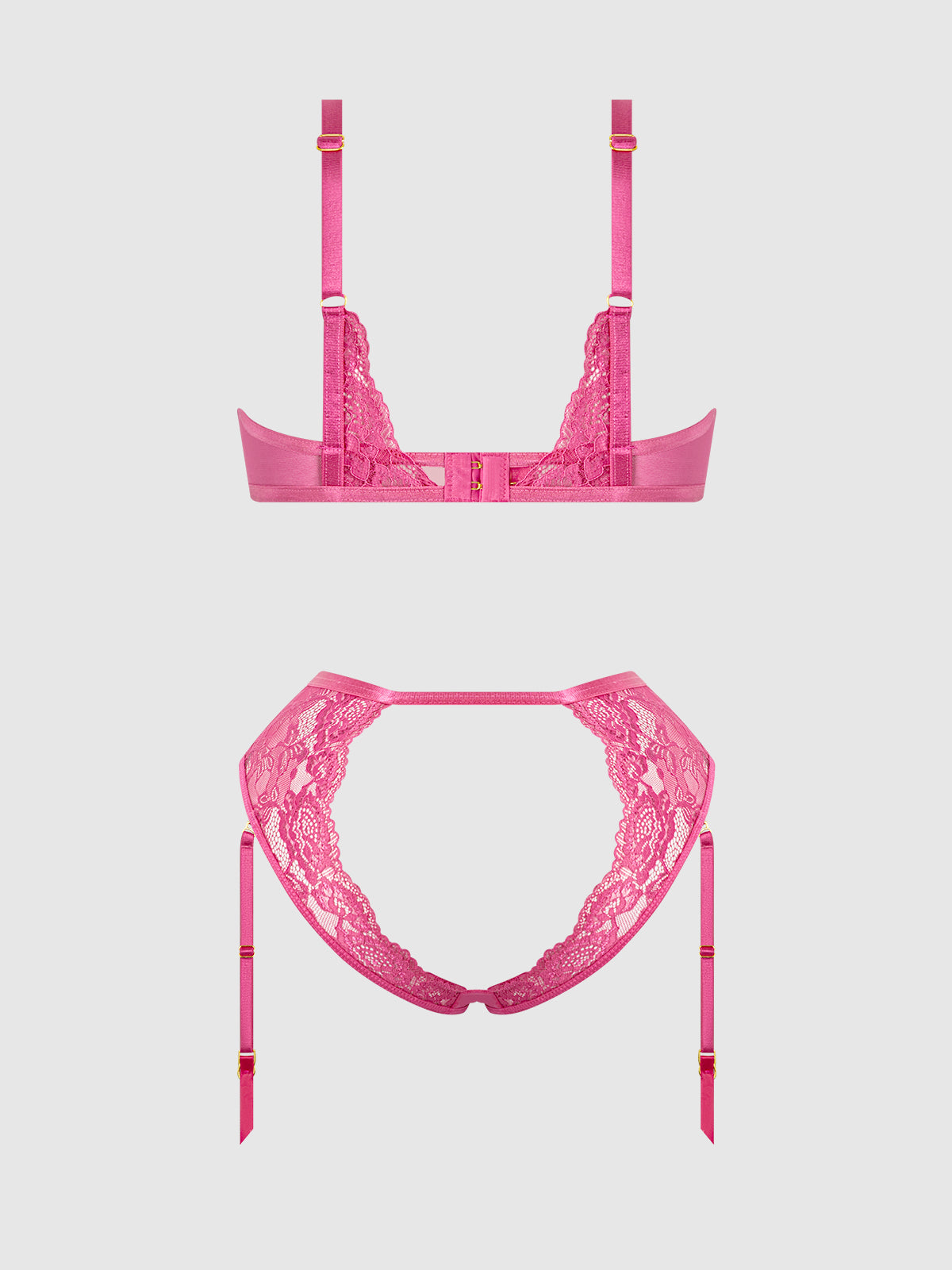 Harlow Lace Underwire Bra & High Waist Backless Panty Set from Love It Curvy