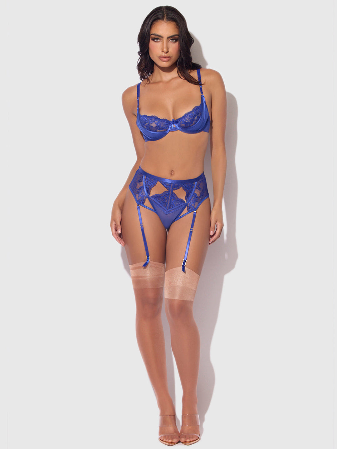 Harlow Lace Underwire Bra &amp; High Waist Backless Panty Set from Love It Curvy