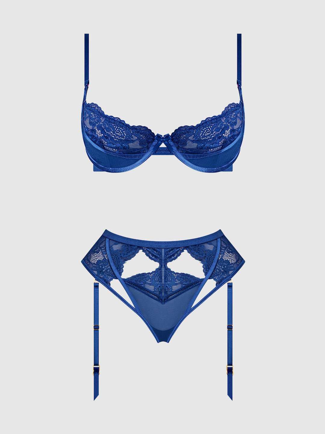 Harlow Lace Underwire Bra &amp; High Waist Backless Panty Set from Love It Curvy