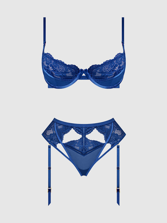 Harlow Lace Underwire Bra & High Waist Backless Panty Set from Love It Curvy