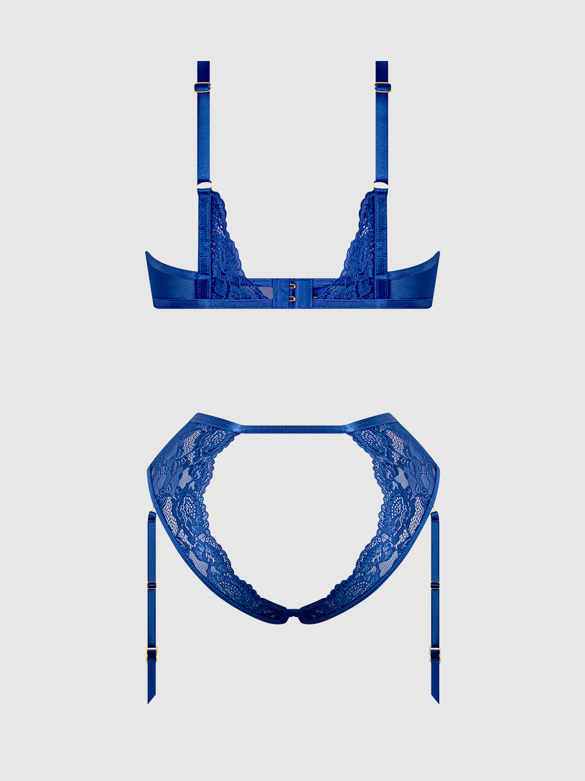 Harlow Lace Underwire Bra & High Waist Backless Panty Set from Love It Curvy