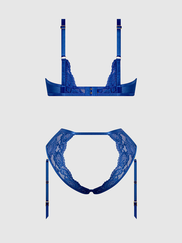 Harlow Lace Underwire Bra & High Waist Backless Panty Set from Love It Curvy