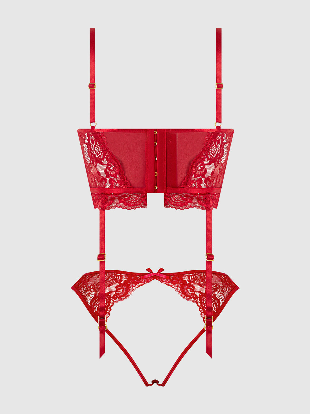 Harlow Lace &amp; Mesh Bustier &amp; Backless Hipster Set from Love It Curvy