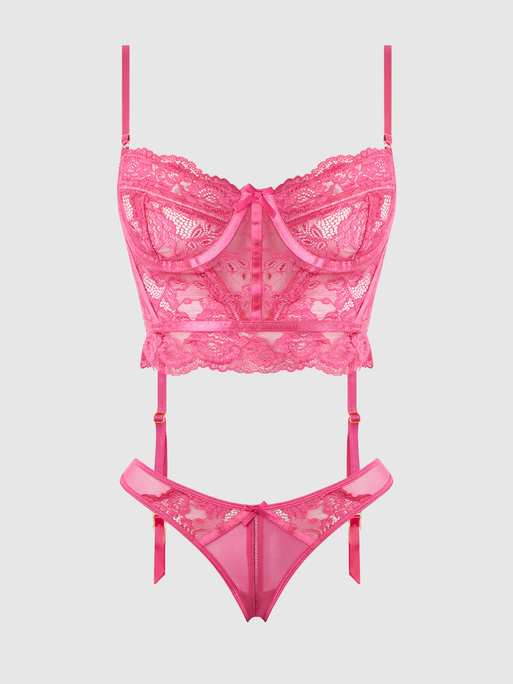 Harlow Lace & Mesh Bustier & Backless Hipster Set from Love It Curvy