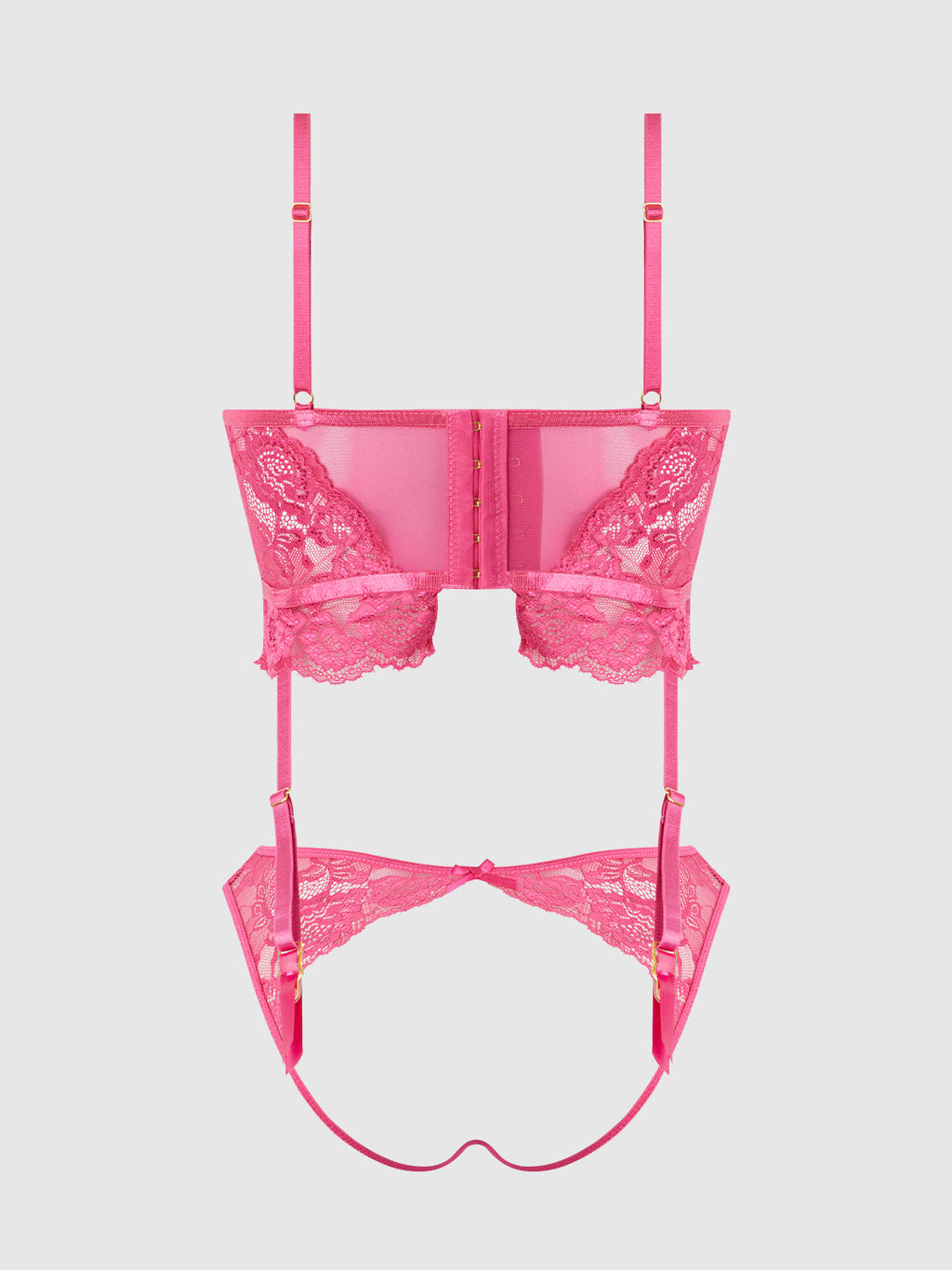 Harlow Lace & Mesh Bustier & Backless Hipster Set from Love It Curvy