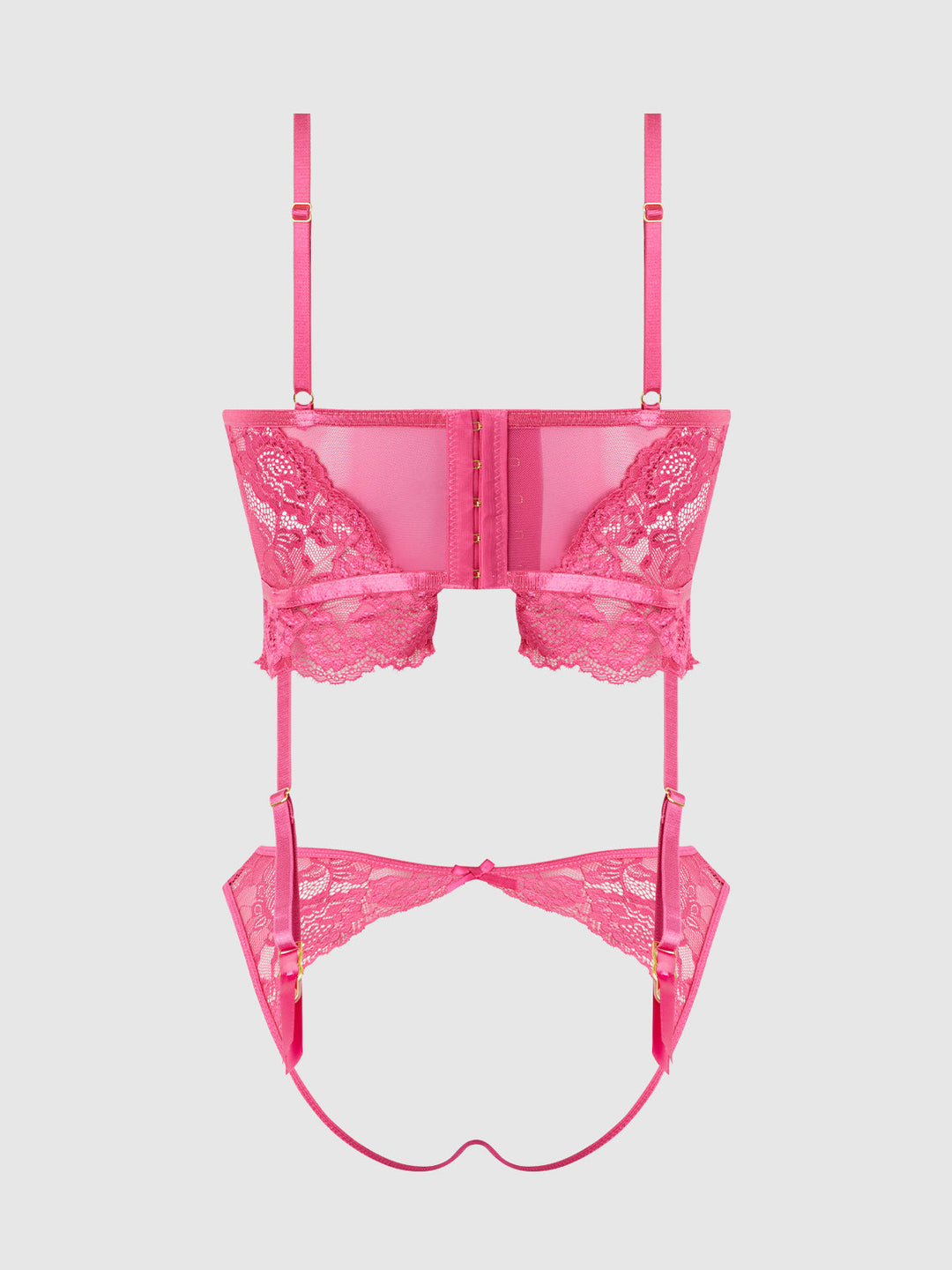 Harlow Lace &amp; Mesh Bustier &amp; Backless Hipster Set from Love It Curvy