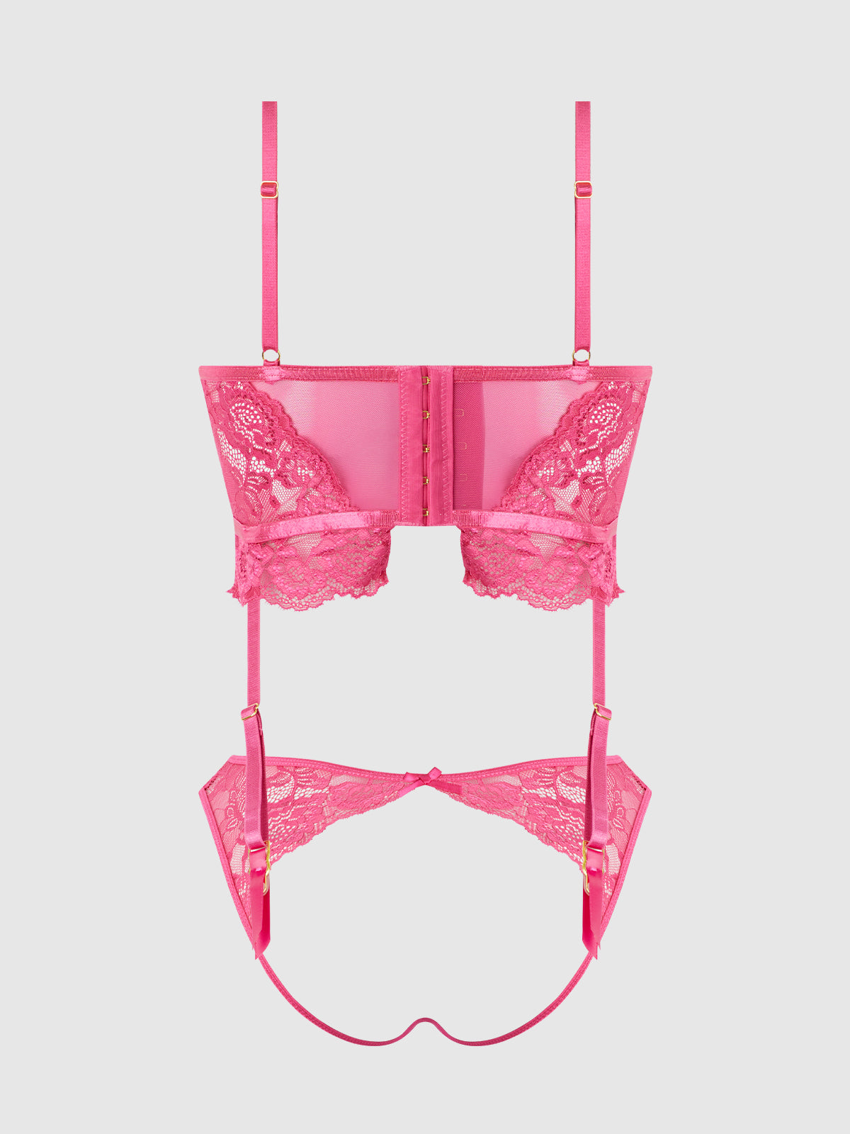 Harlow Lace & Mesh Bustier & Backless Hipster Set from Love It Curvy