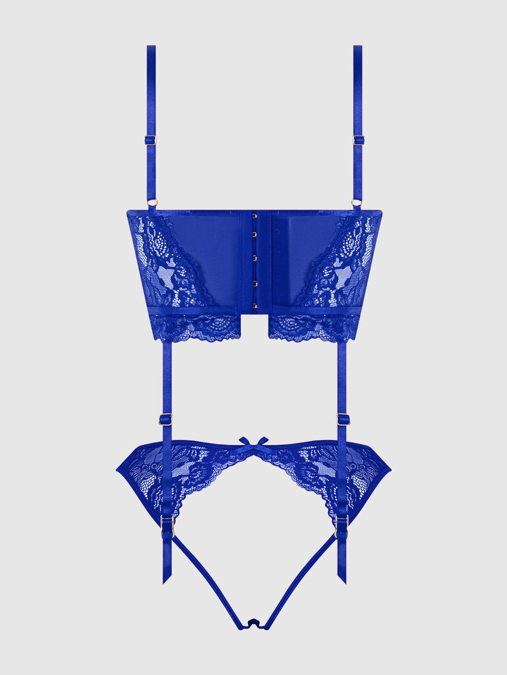 Harlow Lace & Mesh Bustier & Backless Hipster Set from Love It Curvy