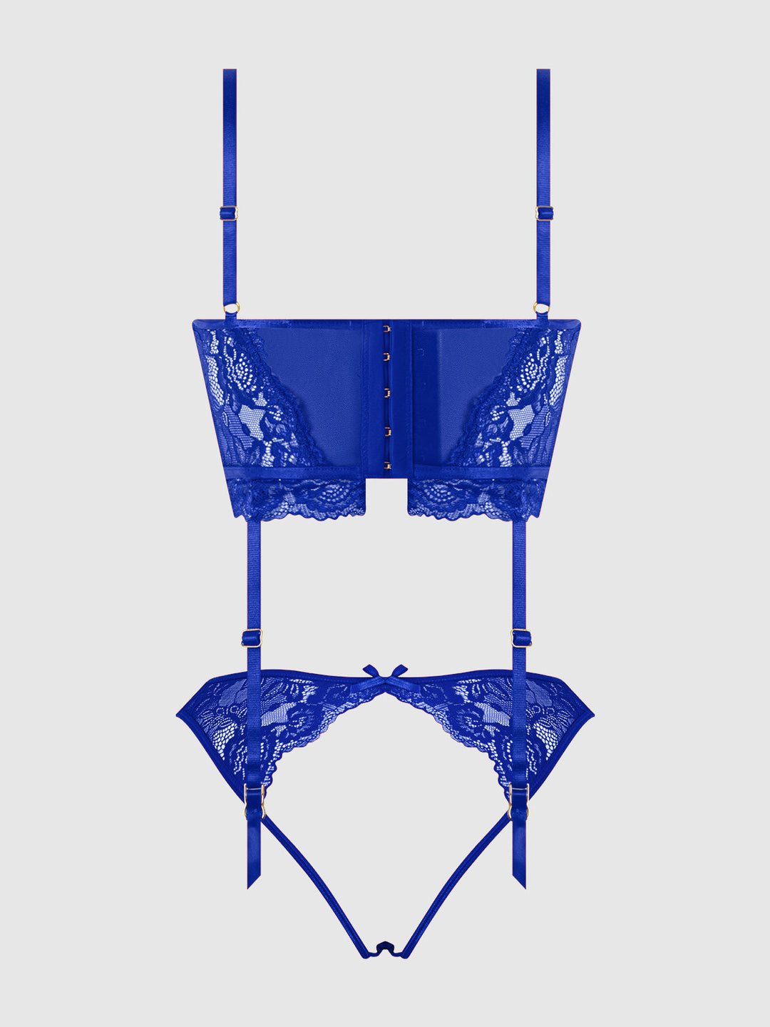Harlow Lace &amp; Mesh Bustier &amp; Backless Hipster Set from Love It Curvy