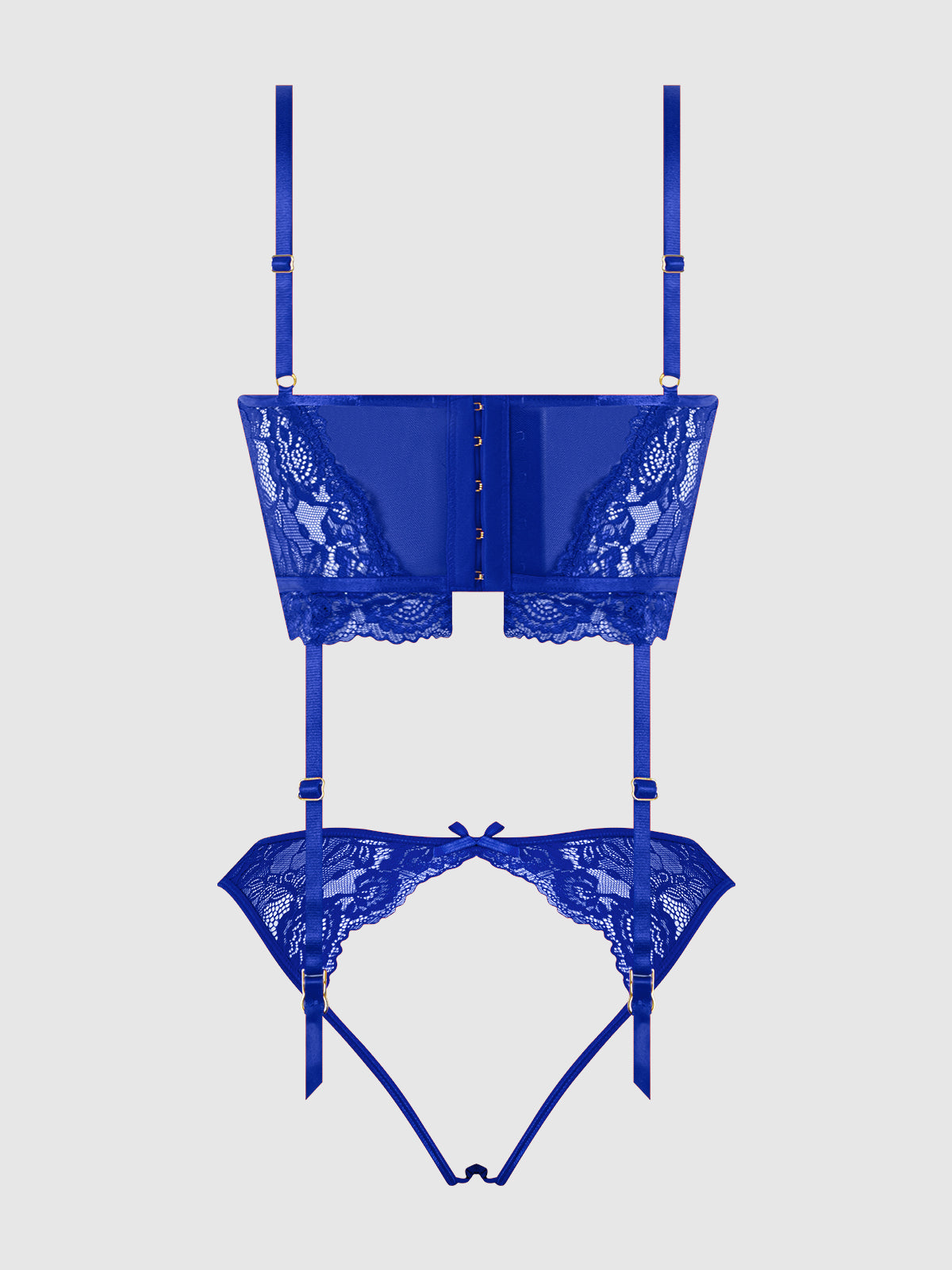 Harlow Lace & Mesh Bustier & Backless Hipster Set from Love It Curvy