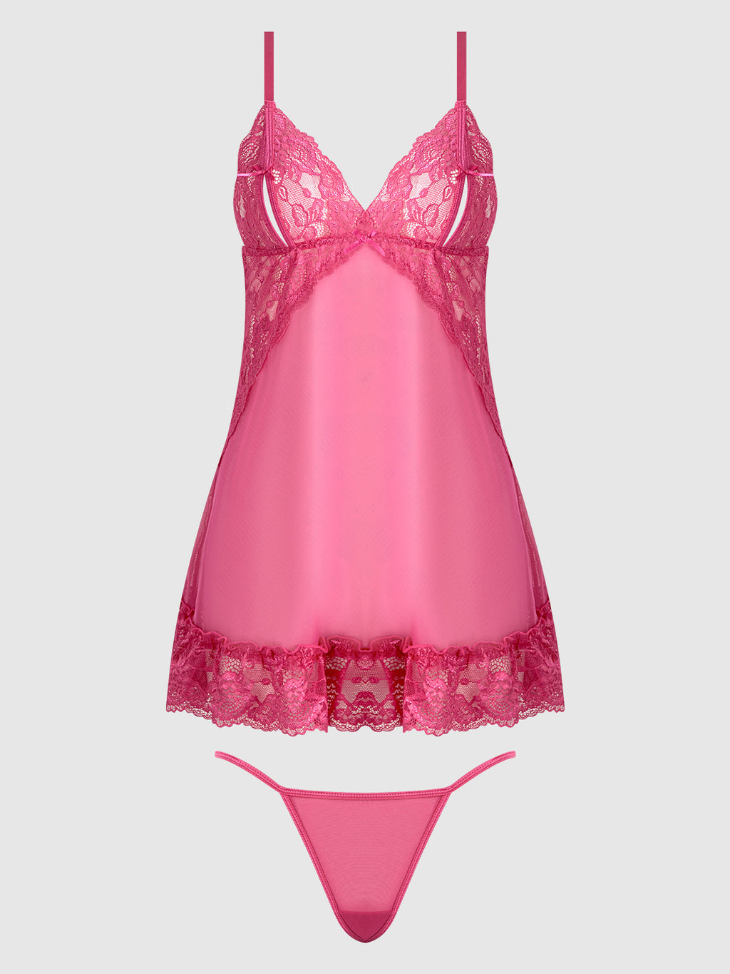 Harlow Lace & Mesh Babydoll & G-String Set from Love It Curvy