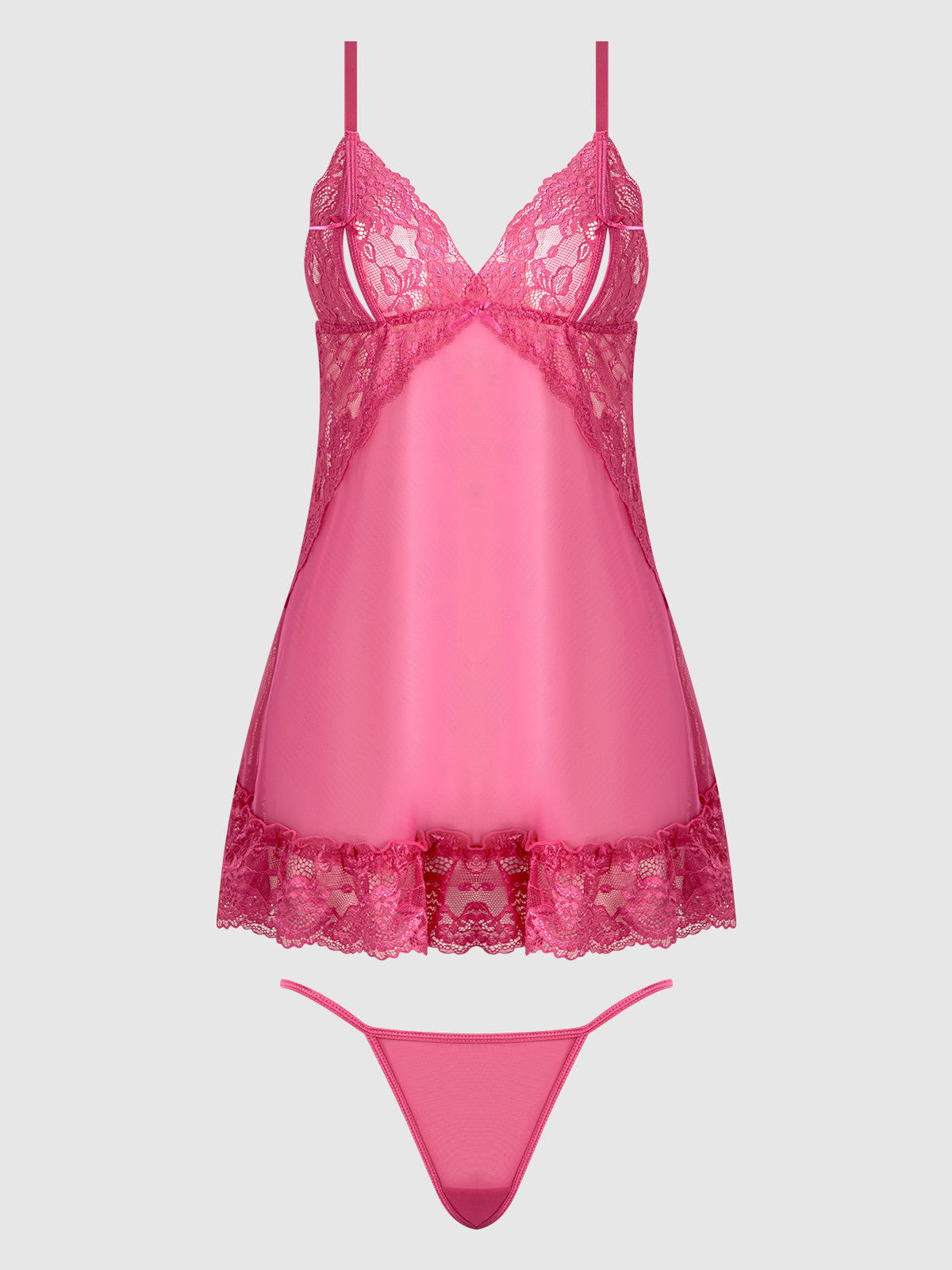 Harlow Lace & Mesh Babydoll & G-String Set from Love It Curvy