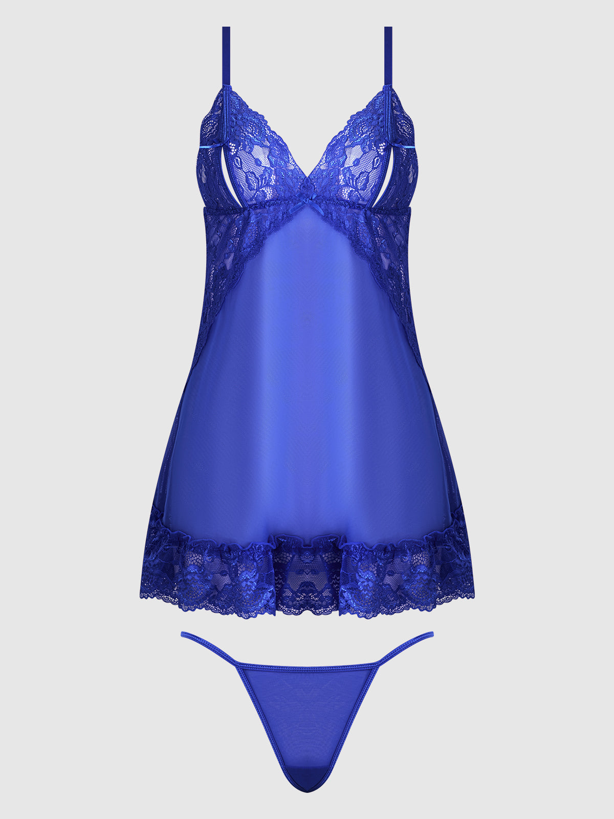 Harlow Lace & Mesh Babydoll & G-String Set | Love It Curvy Secondary image