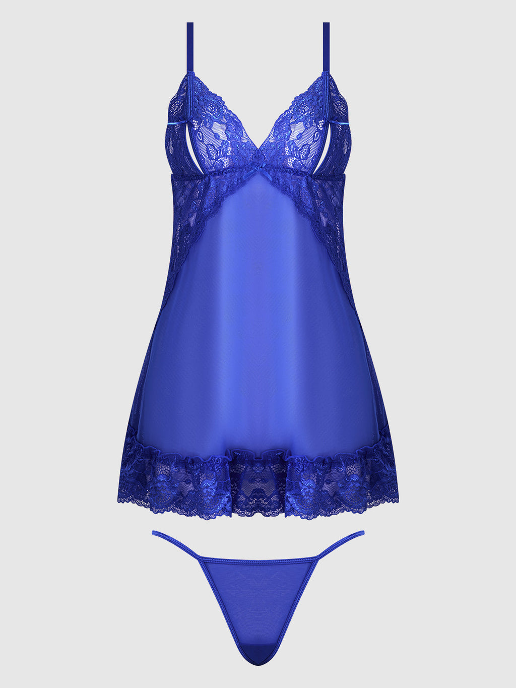Harlow Lace & Mesh Babydoll & G-String Set from Love It Curvy