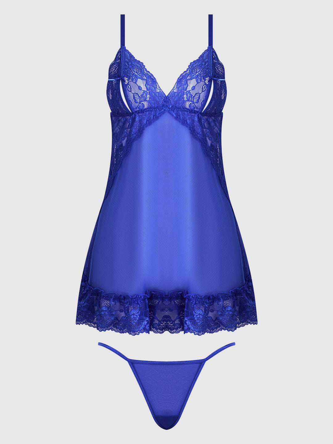 Harlow Lace &amp; Mesh Babydoll &amp; G-String Set from Love It Curvy