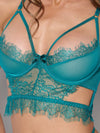 Mila Eyelash Lace Strappy Longline Bra & Tanga Set from Love It Curvy