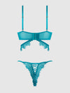 Mila Eyelash Lace Strappy Longline Bra & Tanga Set from Love It Curvy