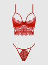 Mila Eyelash Lace Strappy Longline Bra & Tanga Set from Love It Curvy