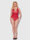 Mila Mesh & Eyelash Lace High Slit Romper Teddy from Love It Curvy