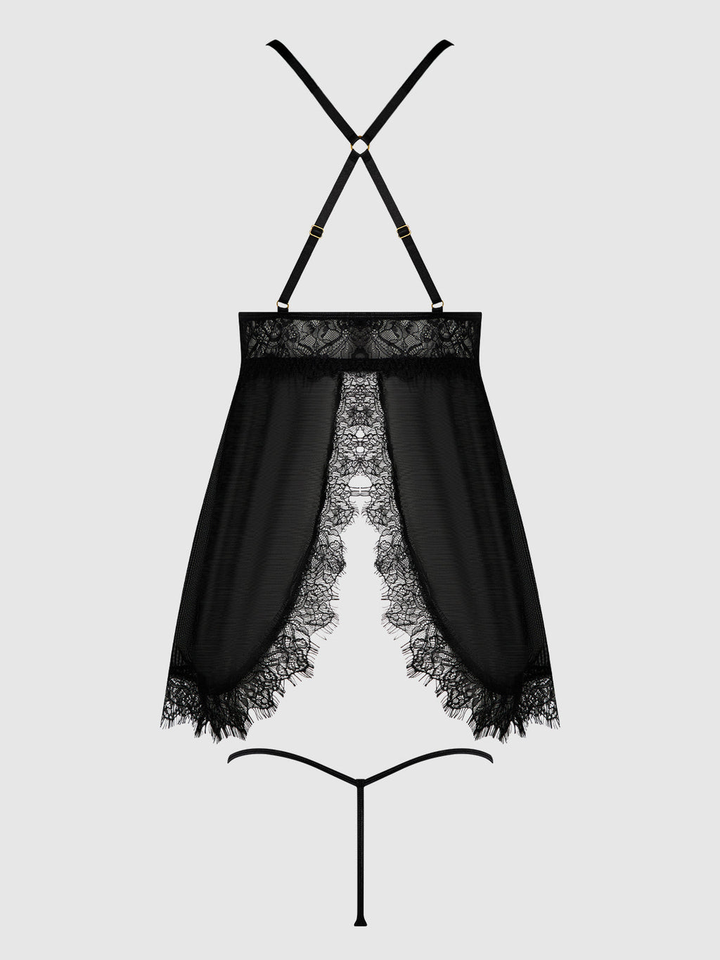 Mila Eyelash Lace & Mesh Babydoll & G-String Set from Love It Curvy