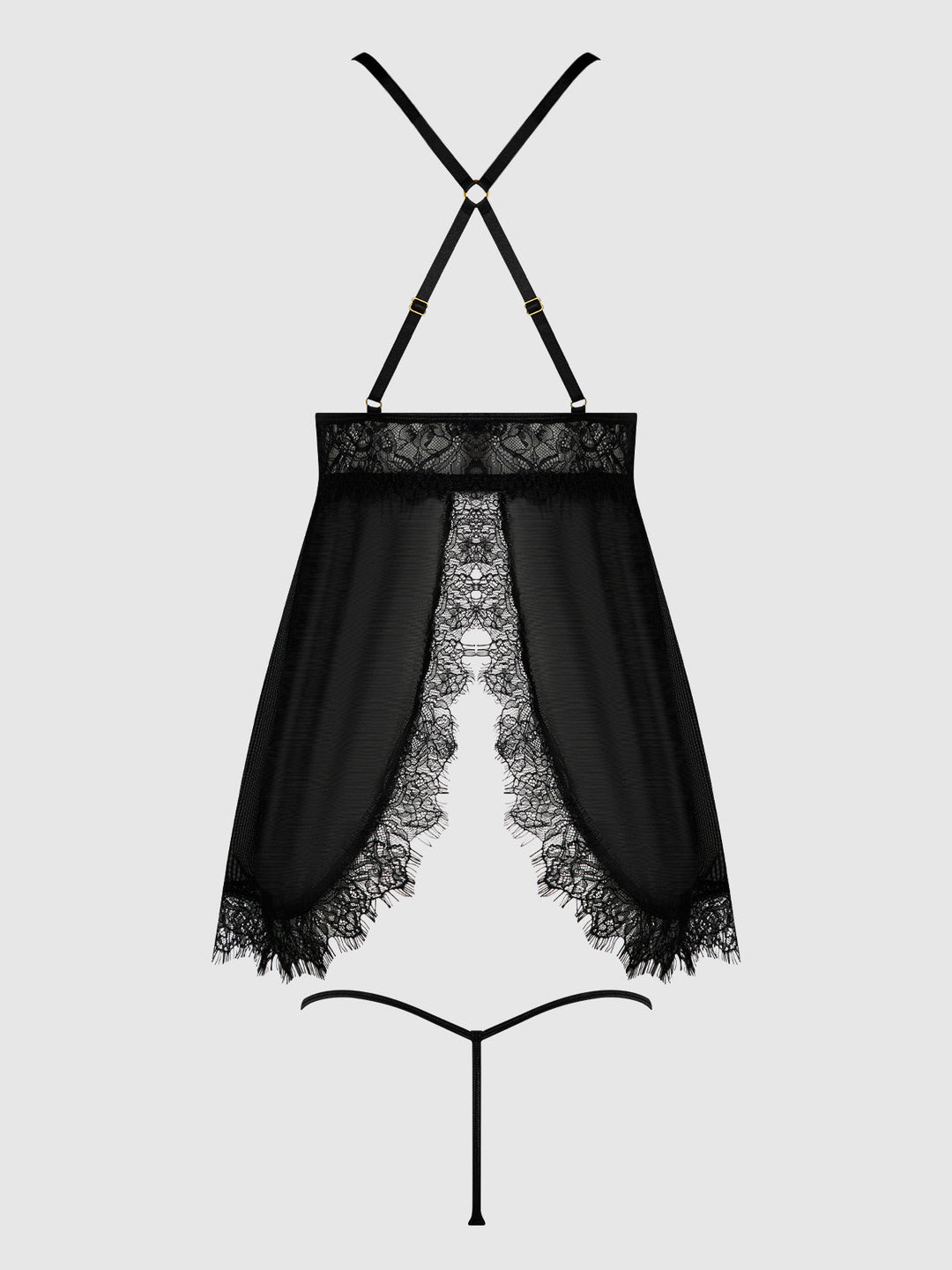 Mila Eyelash Lace &amp; Mesh Babydoll &amp; G-String Set from Love It Curvy