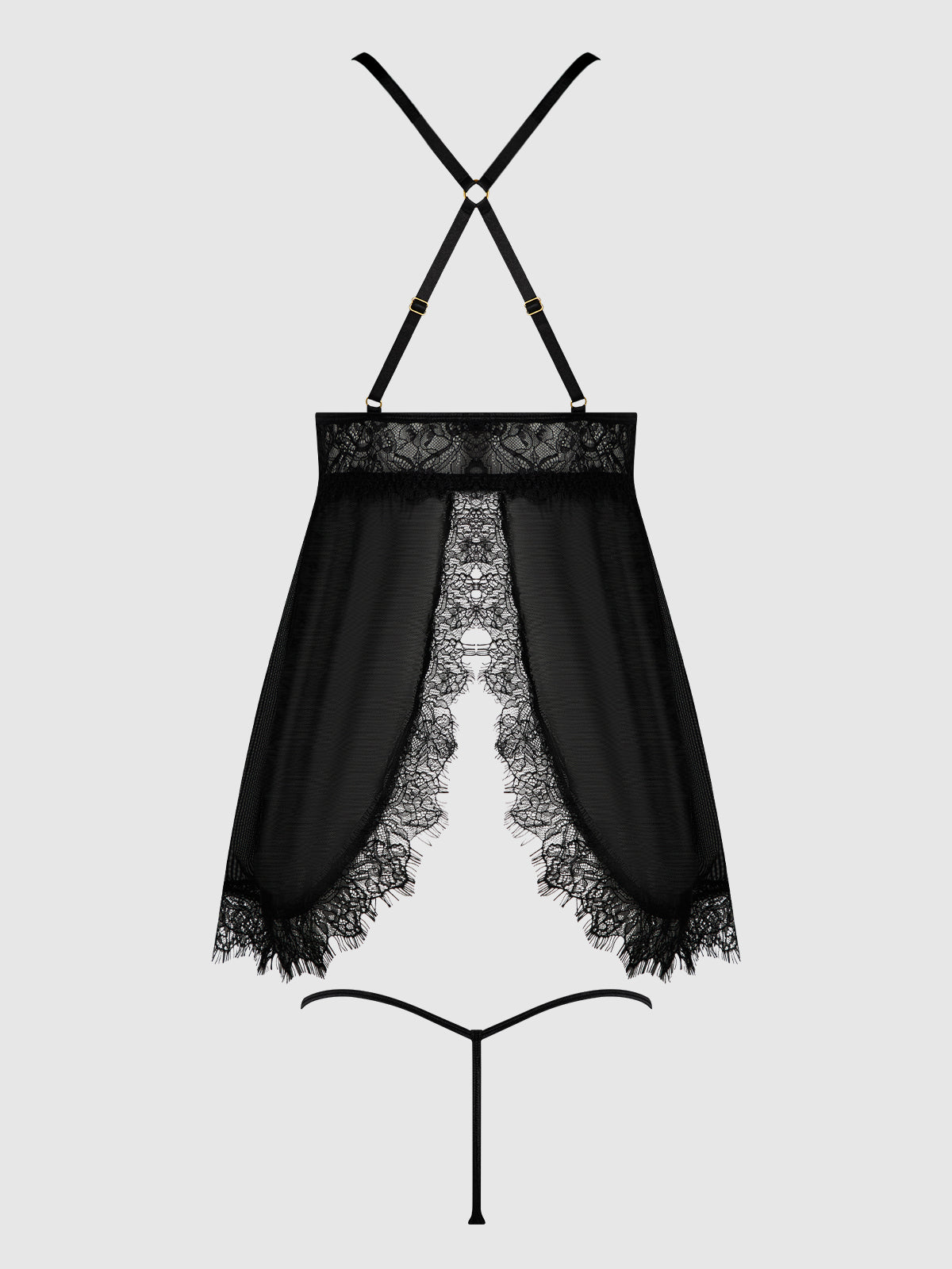 Mila Eyelash Lace & Mesh Babydoll & G-String Set from Love It Curvy