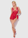 Mila Eyelash Lace & Mesh Babydoll & G-String Set from Love It Curvy