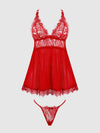 Mila Eyelash Lace & Mesh Babydoll & G-String Set from Love It Curvy