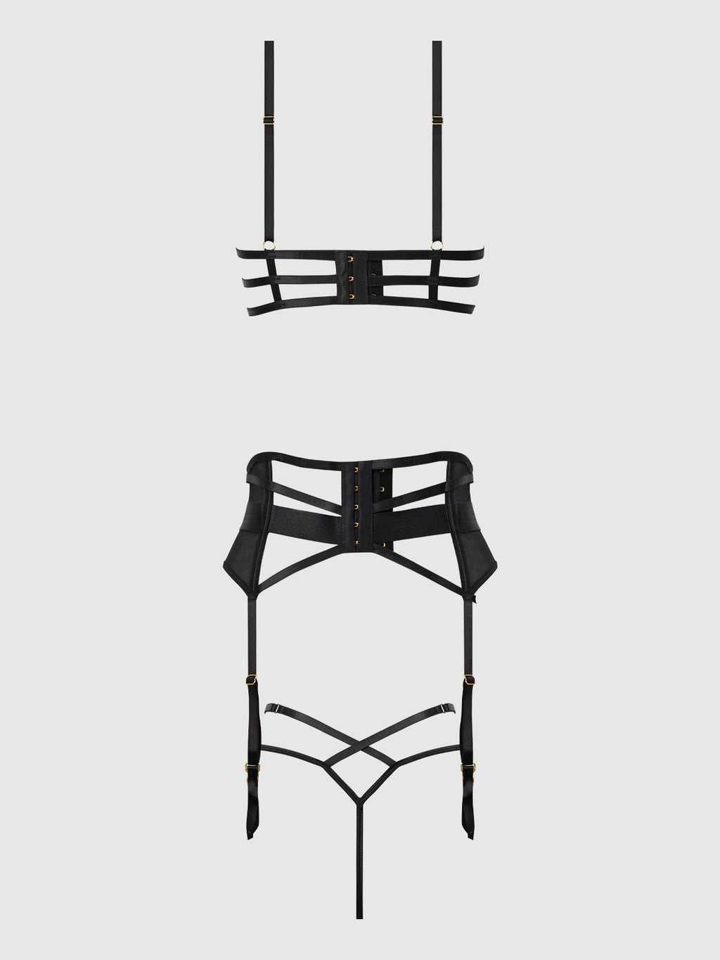 Nadia Lace & Mesh Bra, Garter & G-String Set from Love It Curvy