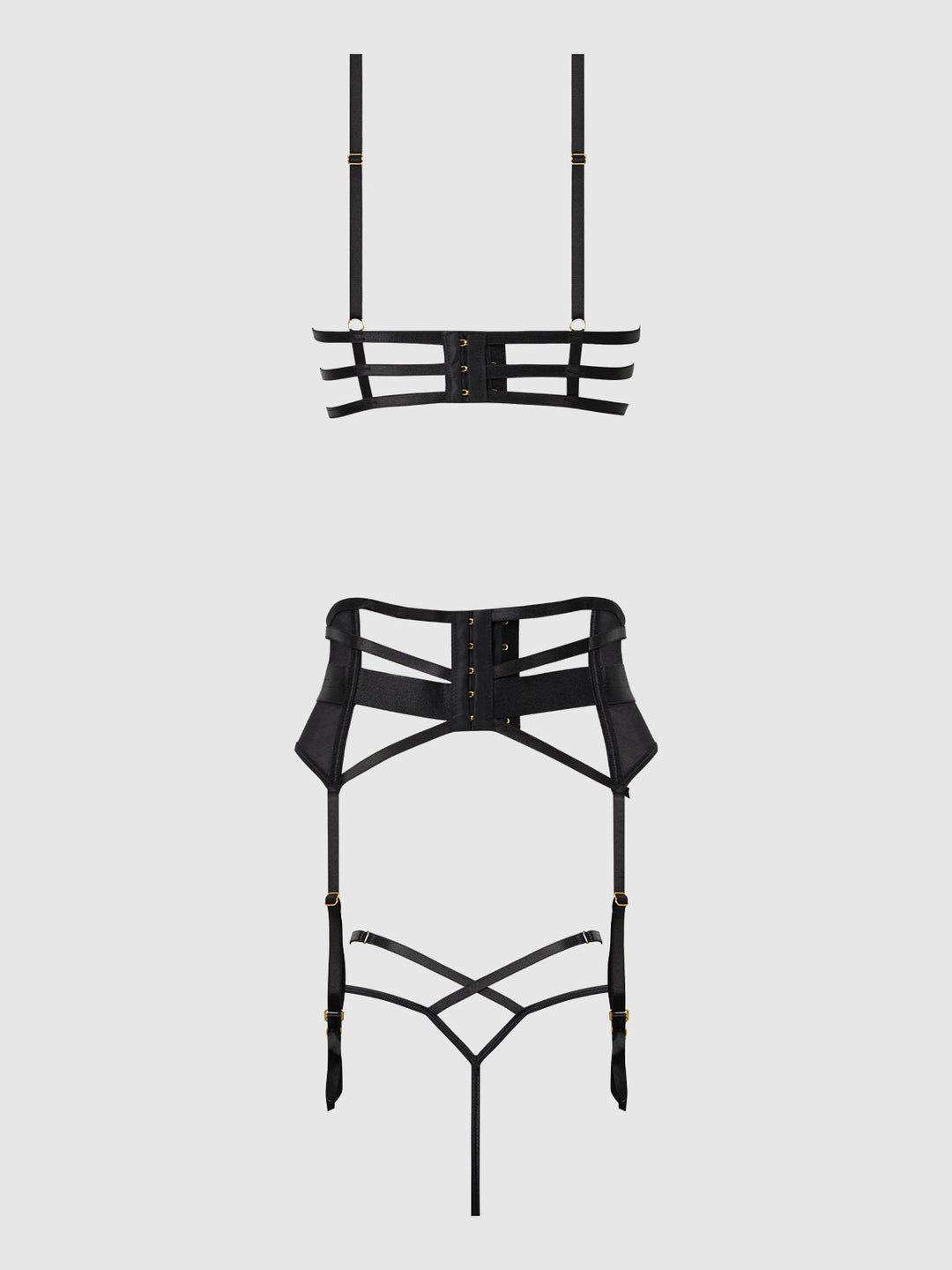 Nadia Lace &amp; Mesh Bra, Garter &amp; G-String Set from Love It Curvy