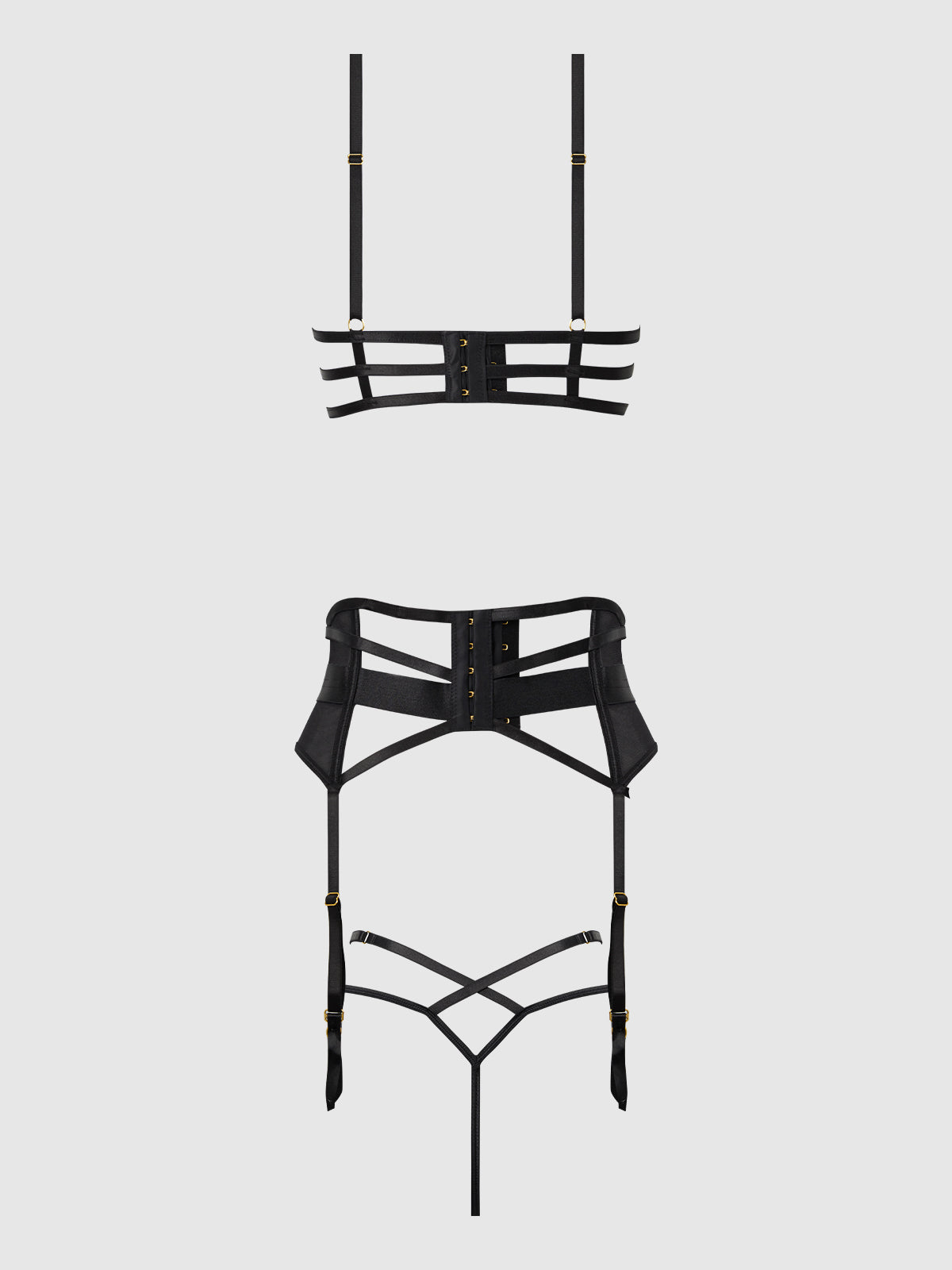 Nadia Lace & Mesh Bra, Garter & G-String Set from Love It Curvy
