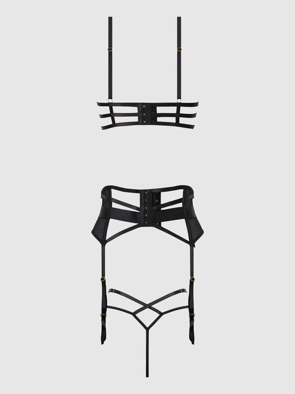 Nadia Lace & Mesh Bra, Garter & G-String Set from Love It Curvy