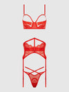 Nadia Lace & Mesh Bra, Garter & G-String Set from Love It Curvy