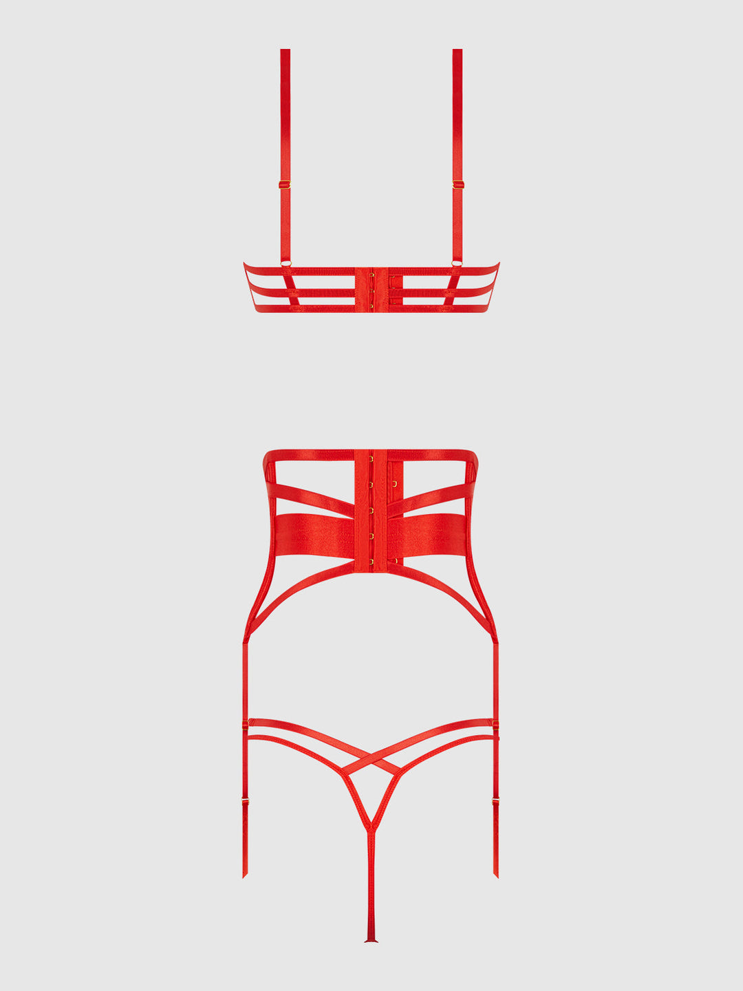 Nadia Lace &amp; Mesh Bra, Garter &amp; G-String Set from Love It Curvy